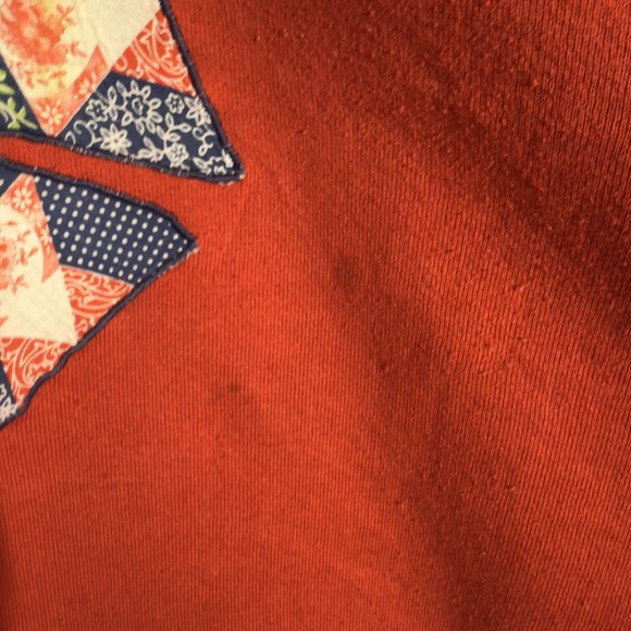 Vintage USA Made Red Grandma Quilt Patchwork Crewneck Red Fruit of the Loom XL - Picture 4 of 7